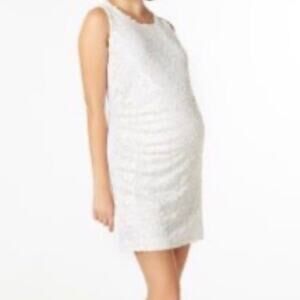 Rachel Zoe white sequined ruched  formal cocktail maternity dress XS XSM